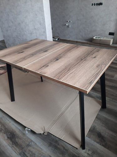 Стол Тринити Лофт 120 32 мм дуб галифакс табако / черный матовый фото покупателя 117