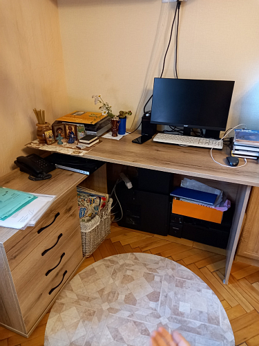 Компьютерный стол КСТ-109П правый дуб сонома / белый фото покупателя 46