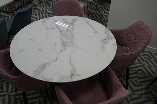 Стеклянный стол Венера белый мрамор / графит из шоурума 3