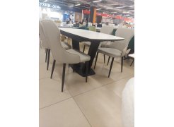 Стеклянный стол Вейл 140(180)х80 кристл статуарио / черный из шоурума 3