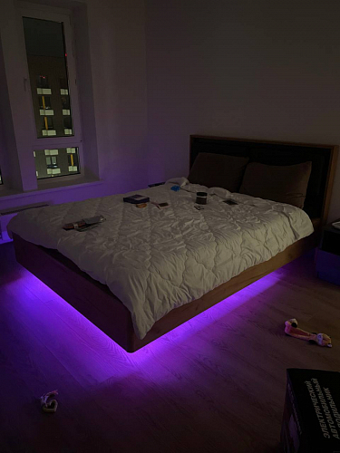 Двуспальная кровать Клауд 160х200 парящая дуб крафт золотой / антрацит фото покупателя 15