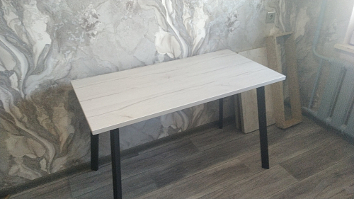 Деревянный стол Барон О 200 х 90 белая пленка шагрень / черный фото покупателя 27