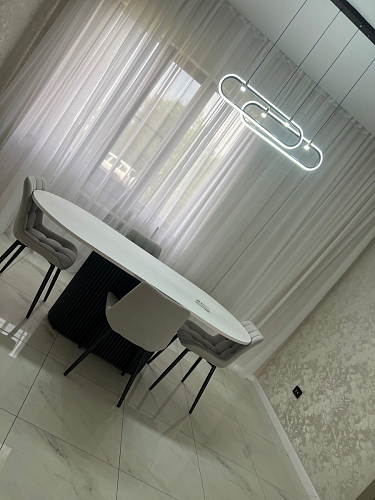 Деревянный стол Барон О 160 х 90 белая пленка шагрень / черный фото покупателя 60