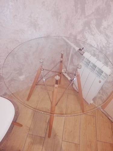 Стеклянный стол PT-151 80х80х76 clear glass / wood фото покупателя 30