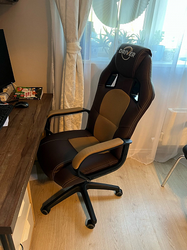 Компьютерное кресло Driver/Драйвер кожзам черный / ткань синий фото покупателя 62