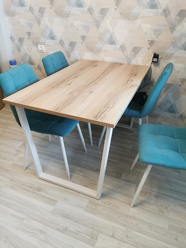 Деревянный стол Барон О 160 х 90 белая пленка шагрень / черный фото покупателя 78