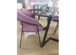 Стеклянный стол Алингсос 100(140)х100х76 мрамор серый / черная шагрень из шоурума 5