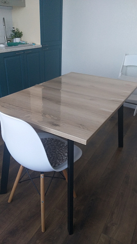 Деревянный стол Колон Лофт 120(160) х 75 черный матовый / бетон фото покупателя 10