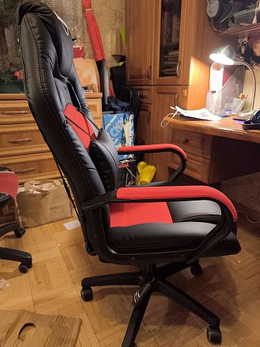 Компьютерное кресло Driver/Драйвер кожзам черный / ткань синий фото покупателя 125