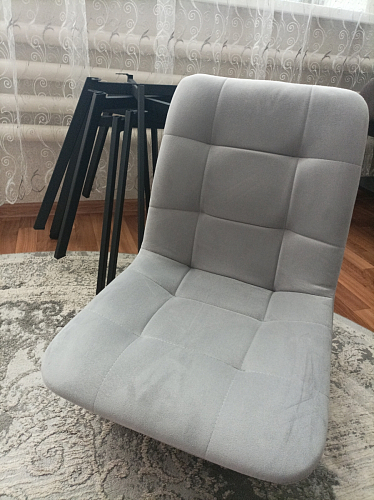 Стул на металлокаркасе Чилли К светло-серый велюр / черный каркас фото покупателя 14