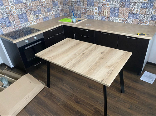 Стол раскладной Колон Лофт 120 32 мм дуб галифакс табако / черный матовый фото покупателя 104