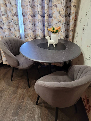 Стол Тулип 80х73 мрамор черный / белый фото покупателя 8