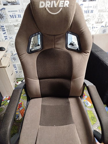 Компьютерное кресло Driver/Драйвер кожзам черный / ткань синий фото покупателя 35