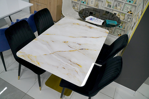 Стол на тумбе Бугун белый / золото из шоурума 3