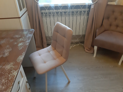 Стул на металлокаркасе Чилли К светло-серый велюр / черный каркас фото покупателя 5