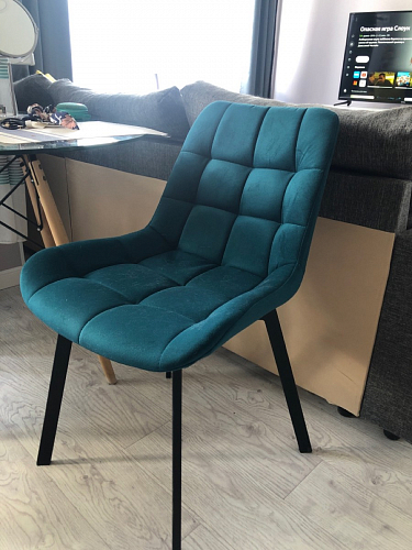 Стул на металлокаркасе Челси морская волна / черный фото покупателя 176