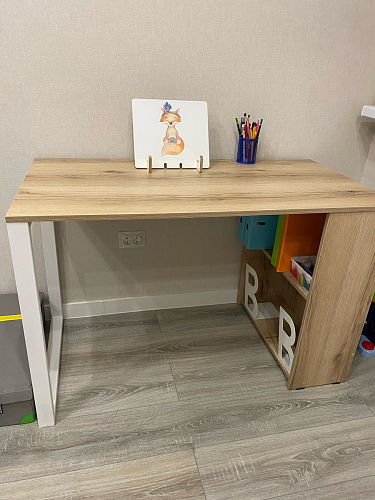 Письменный стол Битти Лофт 116х60х75 дуб делано светлый / белый матовый фото покупателя 49