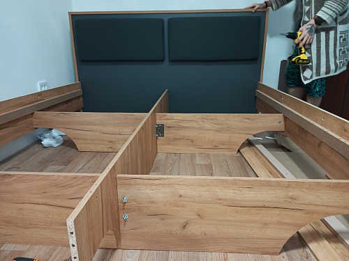 Двуспальная кровать Клауд 160х200 парящая дуб крафт золотой / антрацит фото покупателя 42