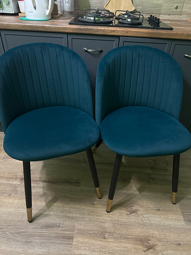 Стул на металлокаркасе Gabi 1 light blue / black / gold фото покупателя 574