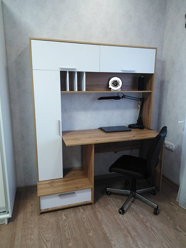 Письменный стол Лайт 03.243 дуб золотой (craft) / белый премиум фото покупателя 194