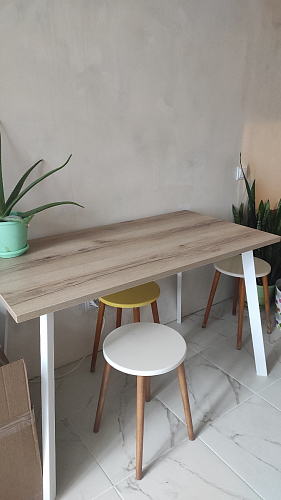 Стеклянный стол Фостер 120(160)х120х76 белый мрамор / черный фото покупателя 21