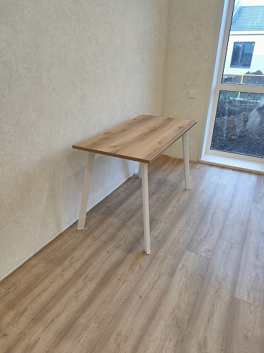 Стеклянный стол Фостер 120(160)х120х76 белый мрамор / черный фото покупателя 12