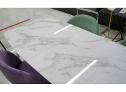 Стеклянный стол Эмма 110(150)x70 белый мрамор / белый из шоурума 2