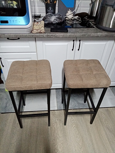 Барный стул Лофт микровелюр катания изумруд / черный матовый фото покупателя 66