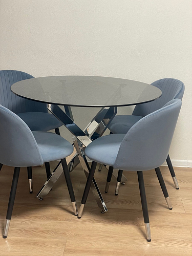 Стул на металлокаркасе Gabi 1 light blue / black / gold фото покупателя 646