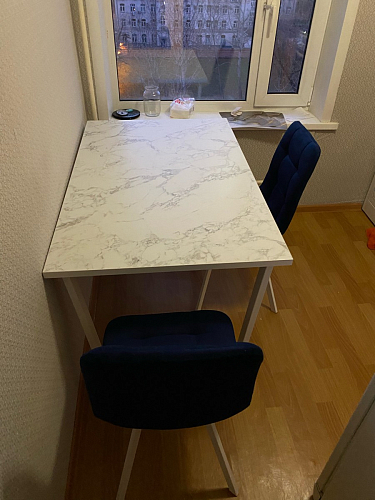 Стул на металлокаркасе Чилли синяя ткань / белый фото покупателя 1408