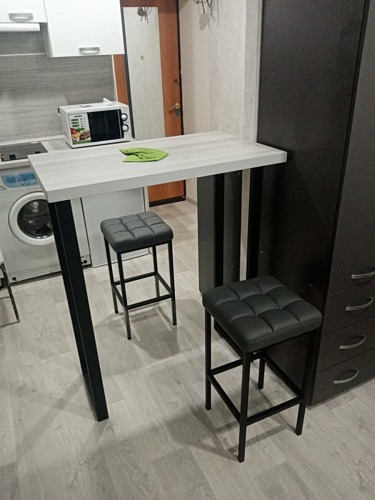 Барный стул Лофт кожзам темно-серый / черный матовый фото покупателя 33