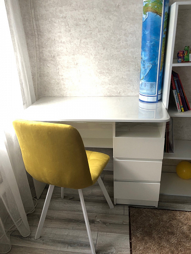 Стул на металлокаркасе Чилли синяя ткань / белый фото покупателя 333