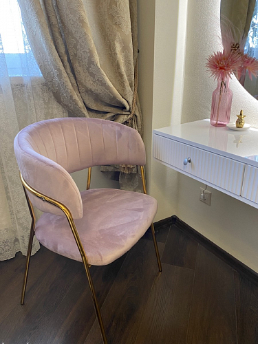 Стул на металлокаркасе Kamelia зеленый / золото фото покупателя 8