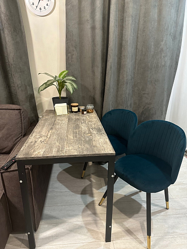 Стул на металлокаркасе Gabi 1 light blue / black / gold фото покупателя 187