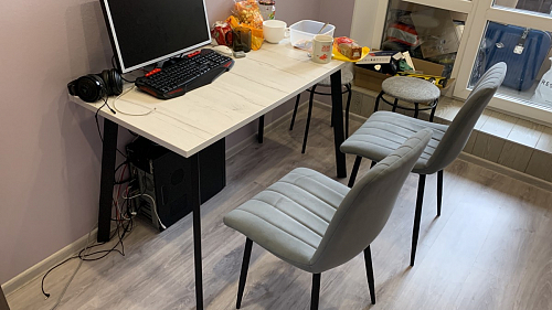 Стол Тринити Лофт 140 25 мм дуб делано темный / белый фото покупателя 171