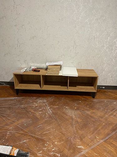 ТВ-тумба Эго Т-3 на ножках бетон светлый / белый глянец фото покупателя 20