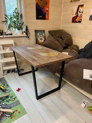 Стол Эльпатия 130 дуб велингтон / черный матовый фото покупателя 9