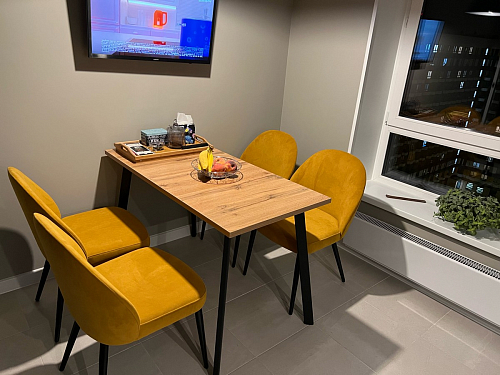 Стол Тринити Лофт 120 32 мм дуб галифакс табако / черный матовый фото покупателя 360