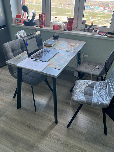 Стол Тринити Лофт 120 32 мм дуб галифакс табако / черный матовый фото покупателя 153