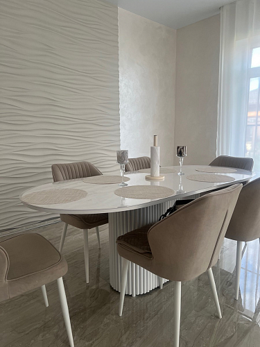 Деревянный стол Барон О 200 х 90 белая пленка шагрень / черный фото покупателя 63