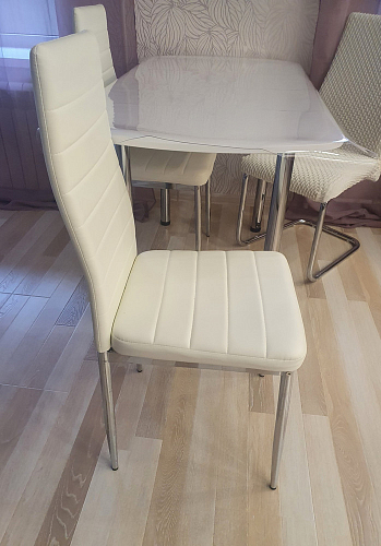 Стул на металлокаркасе DC2-001 black / white line / white фото покупателя 12