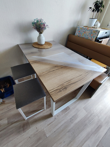 Деревянный стол Барон О 160 х 90 белая пленка шагрень / черный фото покупателя 42