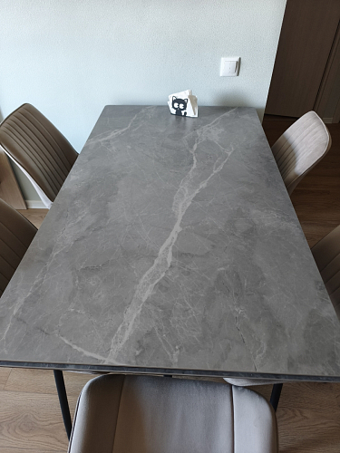 Керамический стол Вилли 140(200)х80 серый мрамор larka grey / черный фото покупателя 23