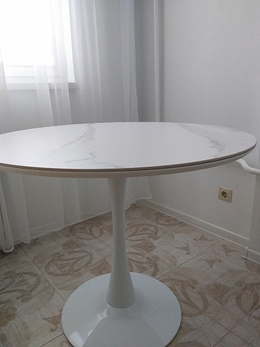 Стол Тулип 90х73 дуб вотан / белый  - Уцененный экземпляр фото покупателя 9