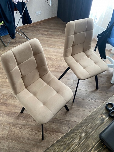 Стул на металлокаркасе Чилли К светло-серый велюр / черный каркас фото покупателя 239