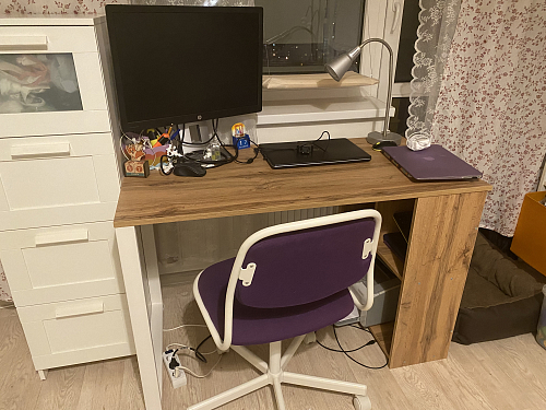 Письменный стол Битти Лофт 116х60х75 дуб вотан / черный матовый фото покупателя 133