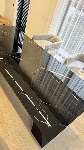 Стеклянный стол Денхольм 240(290)х100х75 каталония / черный фото покупателя 6