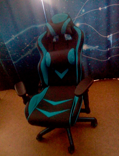 Компьютерное кресло Racer черное / голубое фото покупателя 37