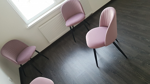 Стул на металлокаркасе Gabi 1 light blue / black / gold фото покупателя 133