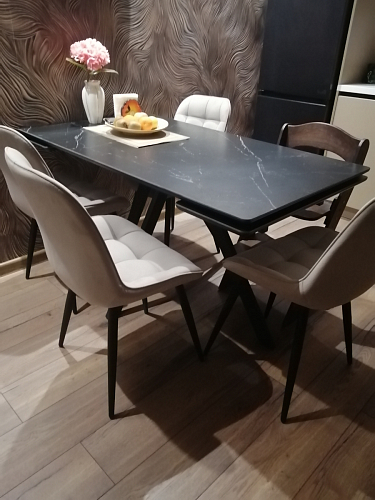 Керамический стол Вилли 140(200)х80 carmen light grey / черный фото покупателя 54